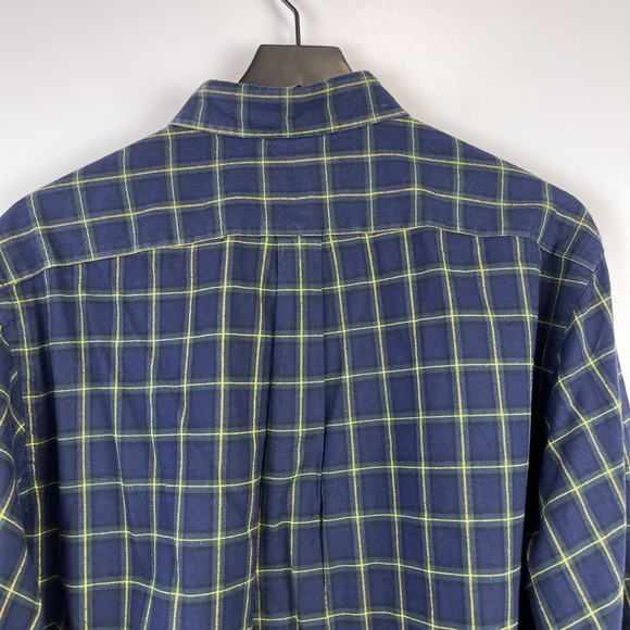 Ralph Lauren (XL) Mens Cotton Button Down Shirt Navy Blue Yellow Checks - Picture 9 of 11